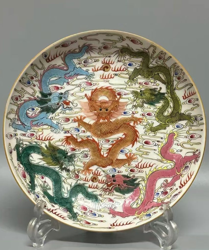 图片[1]-大清光绪年制纯手绘五彩龙纹福寿瓶-国博文物