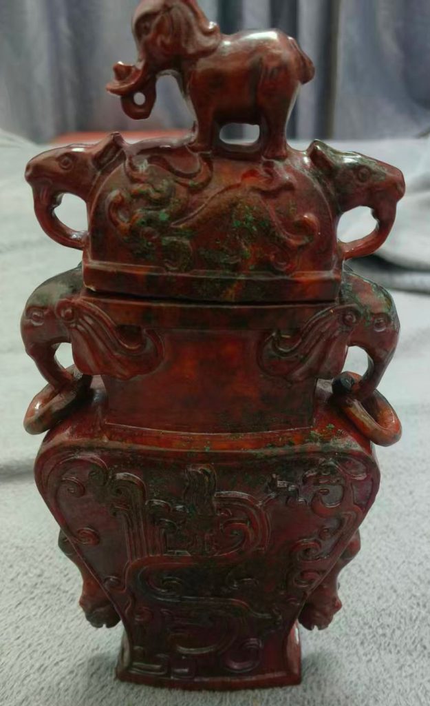 图片[1]-玉石雕刻花瓶-国博文物