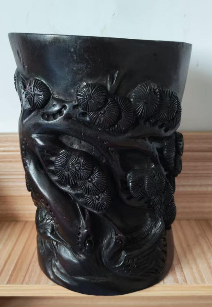 图片[1]-笔筒青石雕刻-国博文物