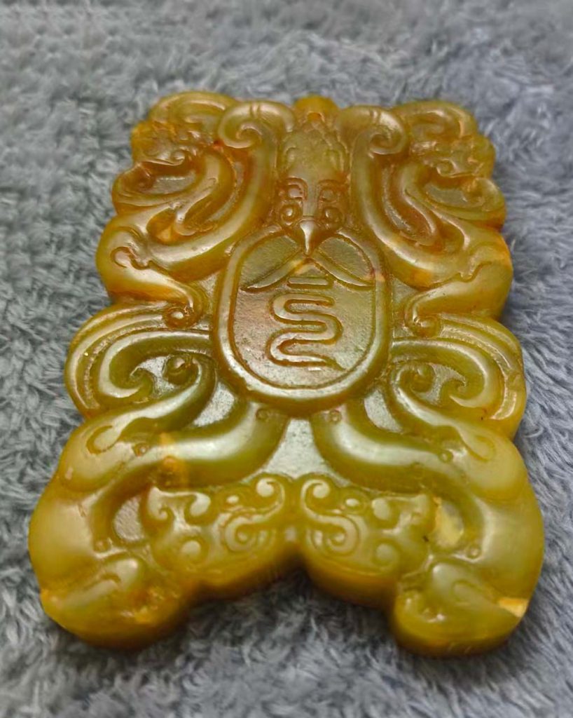 图片[1]-高古玉玉雕双龙令牌-国博文物