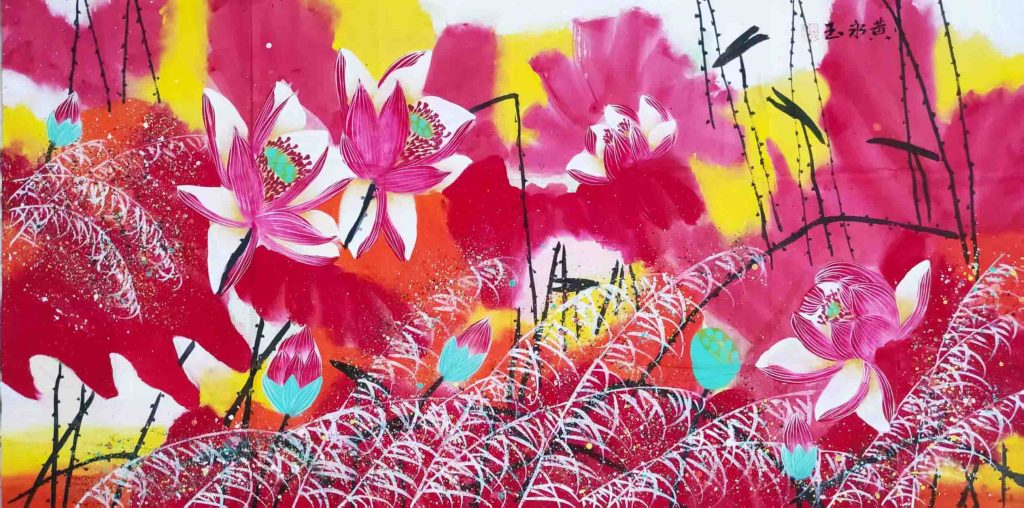 图片[1]-黄永玉红叶荷花图-国博文物