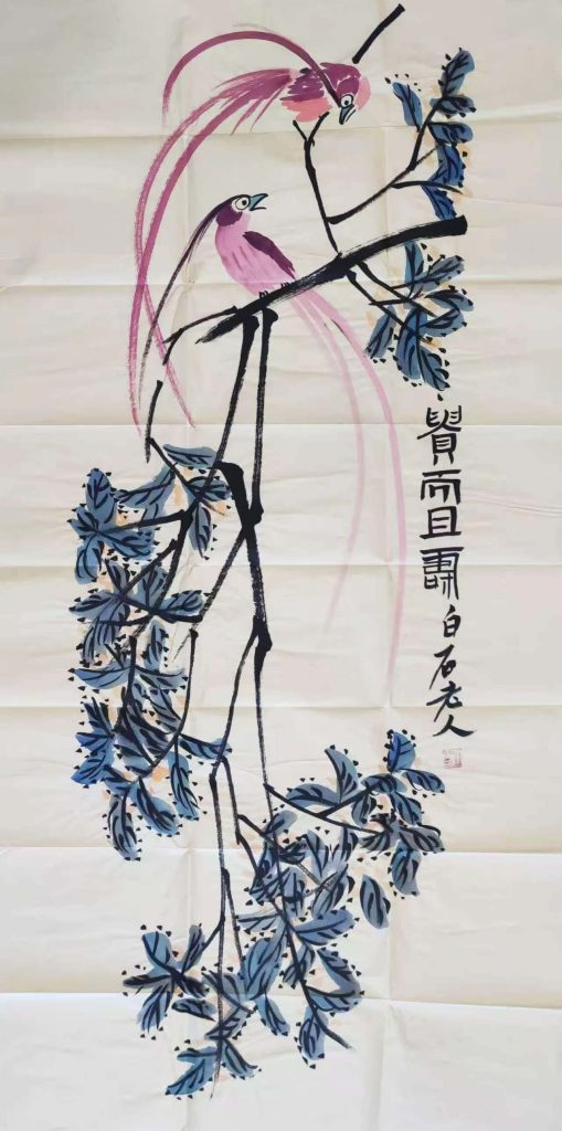 图片[1]-齐白石双鹤鸟图-国博文物