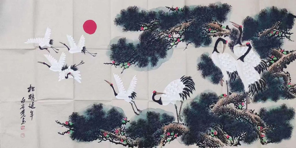 图片[1]-齐白石松鹤延年-国博文物